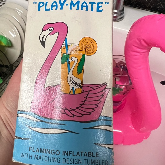 Vintage 1970’s Inflatable Flamingo Pool Drink Caddy, Florida Style, Midcentury - Picture 9 of 10